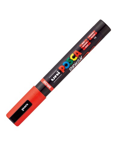 Marcatore Uni Posca PC5MBR punta brush 1.0 - 4.0mm rosso Uni Mitsubishi M PC5MBR R UNI MITSUBISHI A BASE D'ACQUA