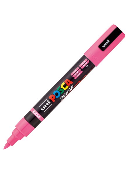Marcatore Uni Posca PC5MBR punta brush 1.0 - 4.0mm rosa Uni Mitsubishi M PC5MBR RA UNI MITSUBISHI A BASE D'ACQUA