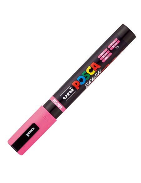 Marcatore Uni Posca PC5MBR punta brush 1.0 - 4.0mm rosa Uni Mitsubishi M PC5MBR RA UNI MITSUBISHI A BASE D'ACQUA