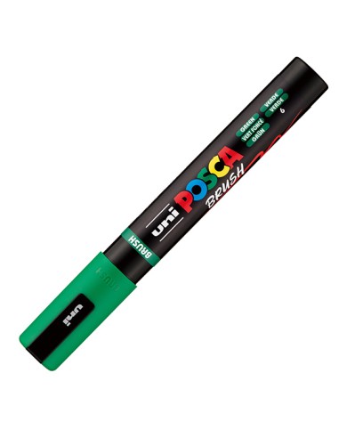 Marcatore Uni Posca PC5MBR punta brush 1.0 - 4.0mm verde Uni Mitsubishi M PC5MBR V UNI MITSUBISHI A BASE D'ACQUA