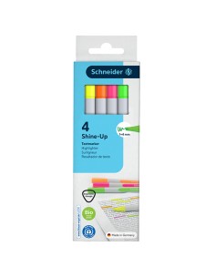 Astuccio 4 evidenziatore Shine-Up punta scalpello 1-4mm colori assortiti Schneid P112094 SCHNEIDER COLORE LIQUIDO