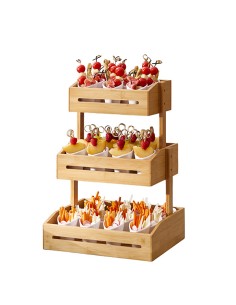 Espositore buffet 3 piani 33x30x41cm bamboo naturale Leone S0138 2