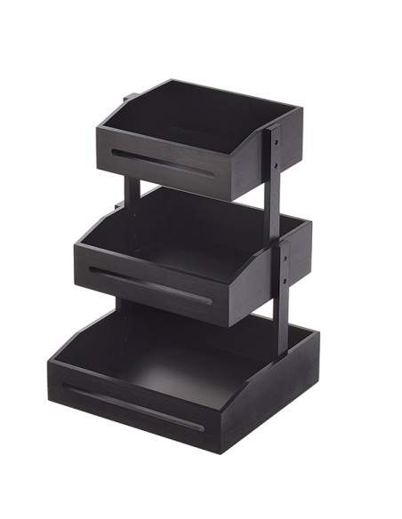 Espositore buffet 3 piani 33x30x41cm bamboo nero Leone S0138.Z
