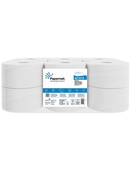 Carta igienica Centrefeed Mini Jumbo Ø19cm x 210m bianco Papernet 421815