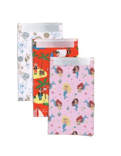 Blister 2pz sacchetto carta c/patella adesiva 36x50+5cm fantasie assortite Sadoc RX3PK36GEN
