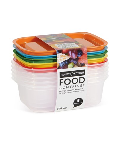 conf. 5pz contenitori alimenti in PP 185x125x56mm 600ml Perfetto 29311