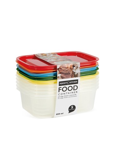 conf. 5pz contenitori alimenti in PP 203x137x64mm 850ml Perfetto 29313