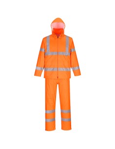 Completo antipioggia ripiegabile Hi-Vi tg XL arancione fluo Portwest H448ORRXL Portwest PANTALONI-SALOPETTE-TUTE