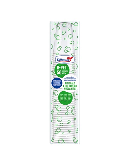 Conf 50 Bicchieri R-PET tacca 300ml trasparenti Dopla 25001