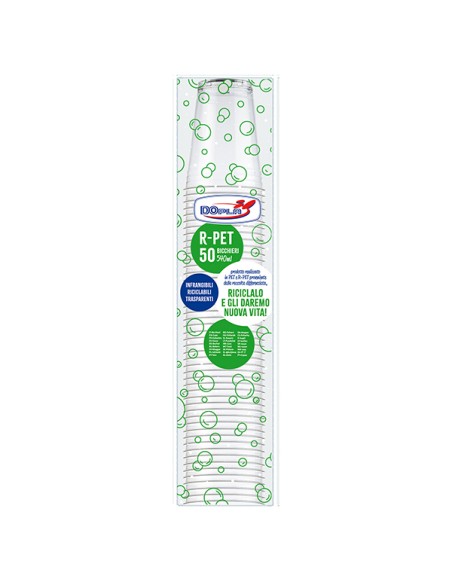 Conf 50 Bicchieri R-PET tacca 500ml trasparenti Dopla 25003