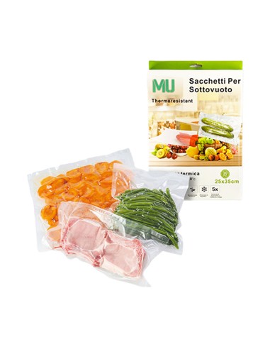 Conf. 30 sacchetti alimenti per sigillatrice sottovuoto 25x35cm Mulin PB-357 Mulin SACCHETTI GHIACCIO E ALIMENTI