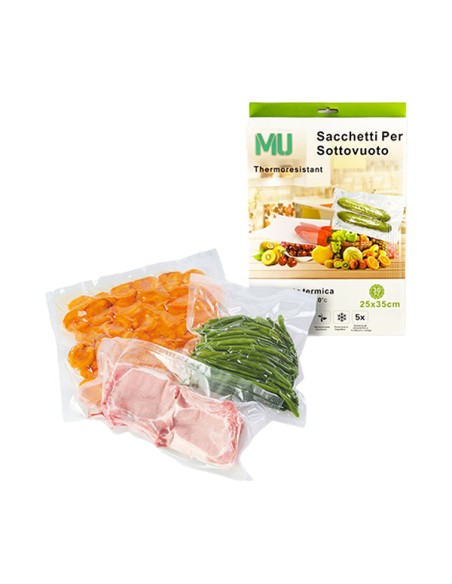 Conf. 30 sacchetti alimenti per sigillatrice sottovuoto 25x35cm Mulin PB-357 Mulin SACCHETTI GHIACCIO E ALIMENTI