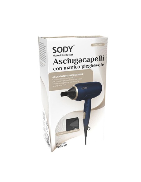 Asciugacapelli pieghevole 2000W blu SD3026BL No Brand PICCOLI ELETTRODOMESTICI