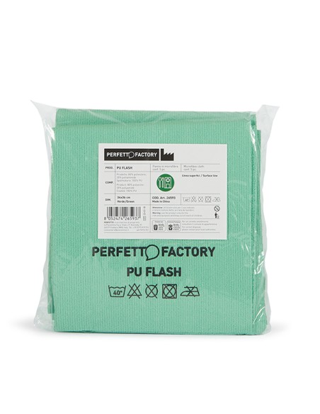Conf 5 Panni in PU flash 34x36cm verde Perfetto Factory 26593