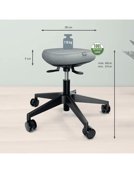 Sgabello Active con Ruote e Seduta Comfort Oscillante 65770095 LEITZ SEDUTE TECNICHE E SGABELLI