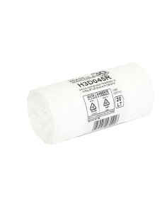 30 Rotoli sacchi rifiuti 20L 45x55cm 15my HDPE bianco Bio Extrusion H3D045R