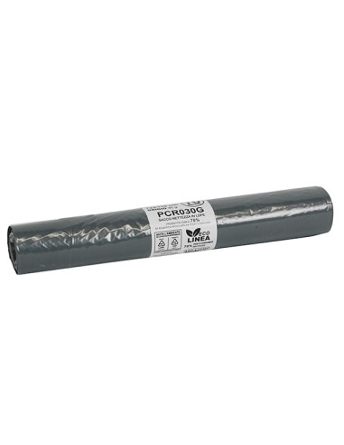 10 Rotoli sacchi rifiuti PCR 110L 72x110cm 30gr grigio Bio Extrusion PCR030G