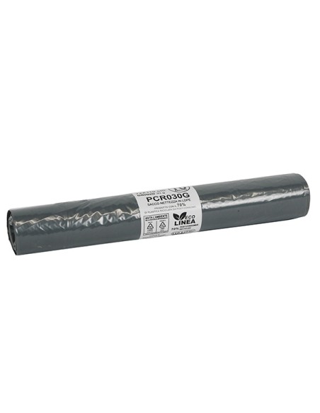 10 Rotoli sacchi rifiuti PCR 110L 72x110cm 30gr grigio Bio Extrusion PCR030G