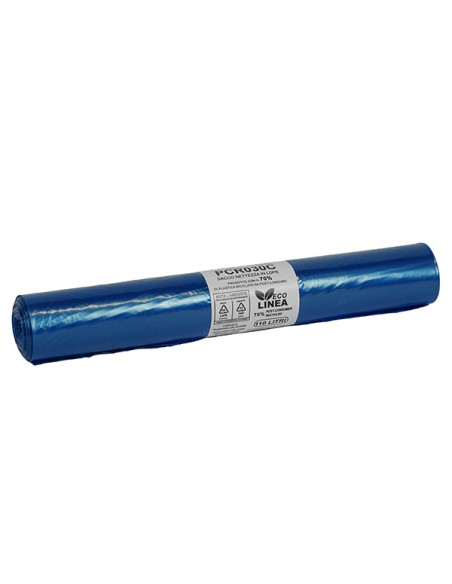 10 Rotoli sacchi rifiuti PCR 110L 72x110cm 30gr azzurro Bio Extrusion PCR030C