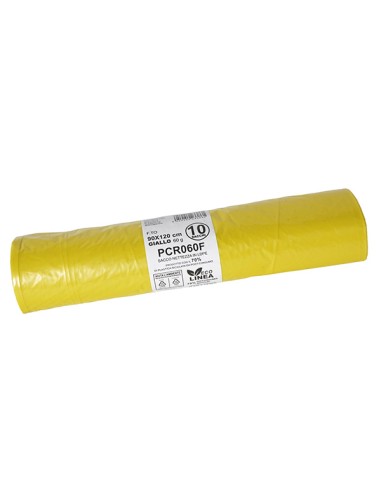 10 Rotoli sacchi rifiuti PCR 120L 90x120cm 60gr giallo Bio Extrusion PCR060F