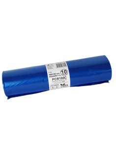10 Rotoli sacchi rifiuti PCR 120L 90x120cm 60gr azzurro Bio Extrusion PCR060C