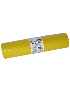 10 Rotoli sacchi rifiuti PCR 120L 90x120cm 100gr giallo Bio Extrusion PCR100F