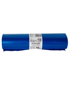 10 Rotoli sacchi rifiuti PCR 120L 90x120cm 100gr azzurro Bio Extrusion PCR100C