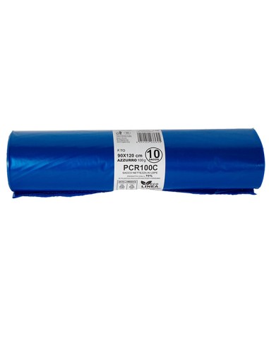 10 Rotoli sacchi rifiuti PCR 120L 90x120cm 100gr azzurro Bio Extrusion PCR100C