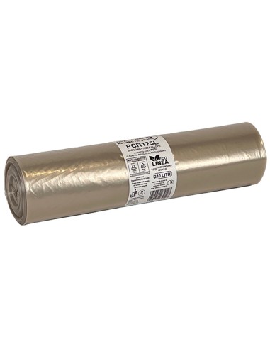8 Rotoli sacchi rifiuti PCR 240L 120x140cm 125gr neutro Bio Extrusion PCR125L