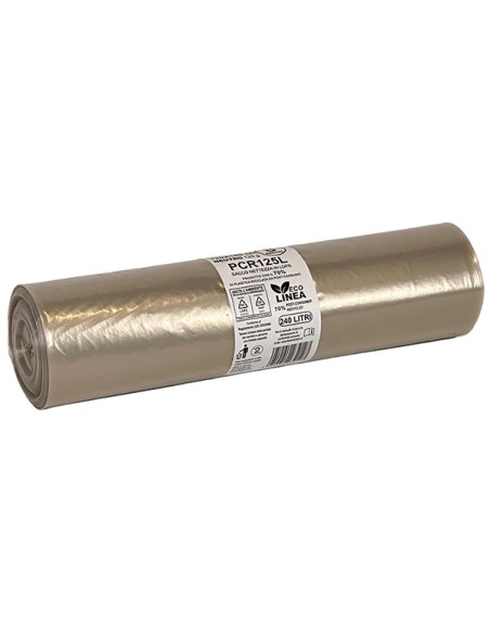 8 Rotoli sacchi rifiuti PCR 240L 120x140cm 125gr neutro Bio Extrusion PCR125L