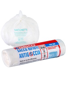 10 Sacchi rifiuti organici Sac Bio 50x60cm 30L 12my bianco Geko 8500500002 Geko SACCHI RIFIUTI