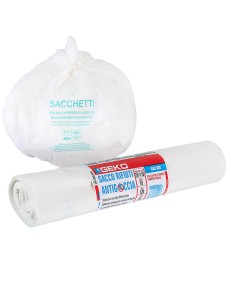 10 Sacchi rifiuti organici Sac Bio 70x110cm 120L 15my bianco Geko 8500500003 Geko SACCHI RIFIUTI
