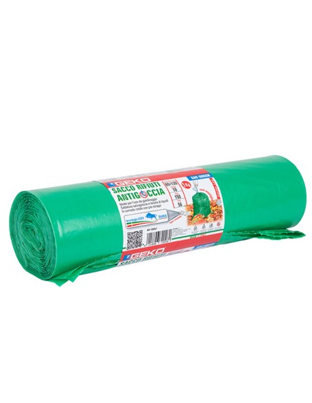10 Sacchi rifiuti da giardino c/fascetta 80x120cm- 150Lt 56my verde Geko 8500900001