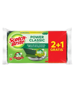 PACK 2+1 Spugne abrasive Power Classic antibatterica SCOTCH BRITE® A12 7100316712 3M PANNI e SPUGNE