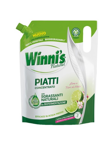Detersivo piatti concentrato ecoformato 900ml lime e fiori di mela Winni's 7003111 Winni's DETERGENTI-DETERSIVI PER PULIZIA