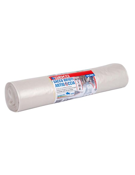 6 SACCHI RIFIUTI LDPE c/fascetta 90x120CM- 160Lt 45µ ambra trasparente Geko 8500800001 Geko SACCHI RIFIUTI
