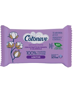 Busta da 12 salviette intime biodegradabili lenitive Cotoneve 3676CV COTONEVE SALVIETTE E FAZZOLETTI