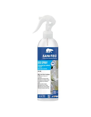 Profumatore per ambienti e tessuti Deo Spray 300ml muschio bianco Sanitec 2400 Sanitec ASSORBIUMIDITA'-PROFUMATORI-CANDELE