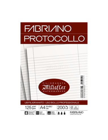 Protocollo uso bollo f.to A3 chiuso (21x29,7cm) 200fg 125gr Fabriano 19100755 FABRIANO FOGLI PROTOCOLLO