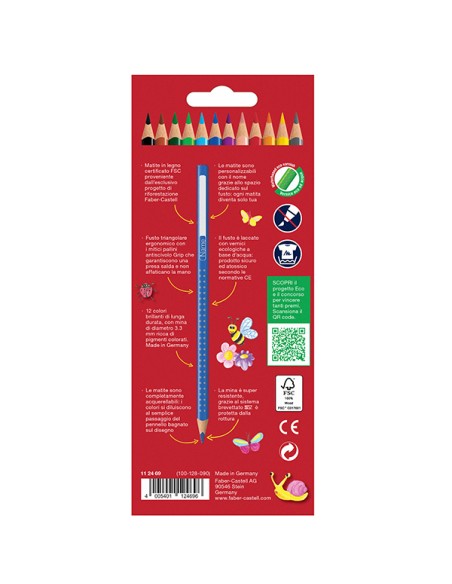 Astuccio 12 pastelli colorati Color Grip Faber Castell 112412 FABER-CASTELL PASTELLI COLORATI