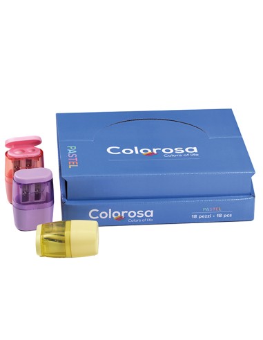 Display 18 temperini 2 fori c/serbatoio colori ass. Colorosa Pastel RiPlast 360180 RI.PLAST TEMPERAMATITE CON CONTENITORE