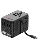 Adattatore da viaggio universale GaN III con cavo USB-C retrattile - Nero_Verbat 30191
