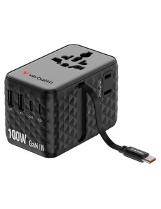 Adattatore da viaggio universale GaN III con cavo USB-C retrattile - Nero_Verbat 30191 VERBATIM ADATTATORI-CARICATORI DA VIAG...