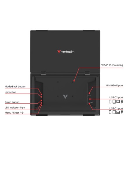 Monitor portatile 15.6" dual LIGHT_Verbatim 32403 VERBATIM MONITOR
