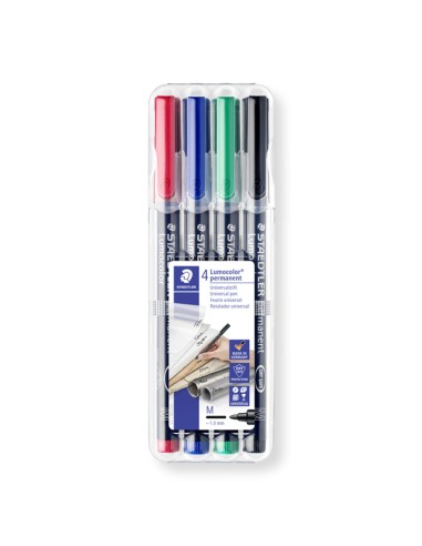 BUSTA 4 PENNARELLI LUMOCOLOR PERMANENT 317 M 1.0MM 317WP4