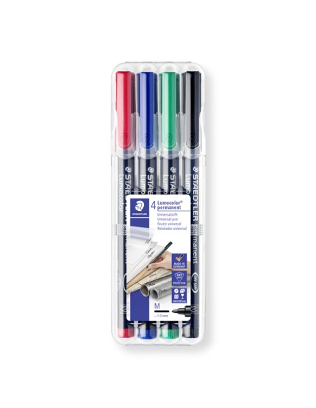 BUSTA 4 PENNARELLI LUMOCOLOR PERMANENT 317 M 1.0MM 317WP4