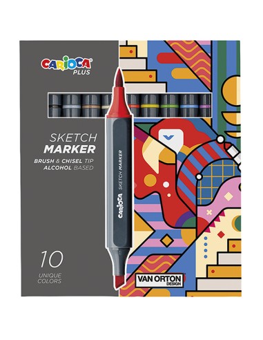 Astuccio 10 Sketch marker doppia punta colori assortiti Carioca Plus 45241