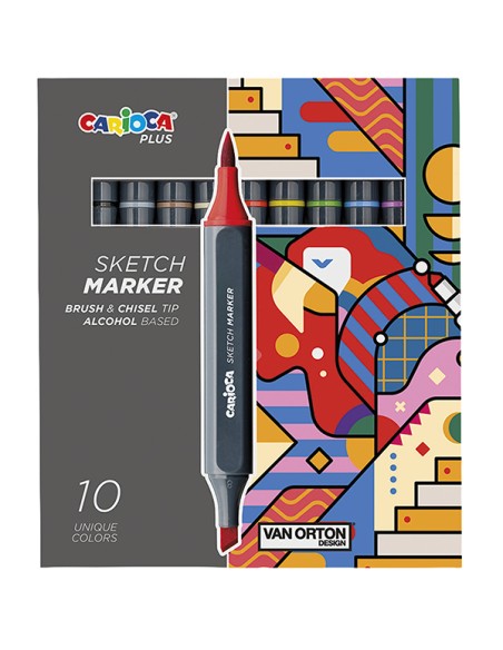 Astuccio 10 Sketch marker doppia punta colori assortiti Carioca Plus 45241
