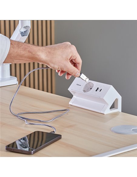 Power desk Type F Bianco Fellowes 100137173