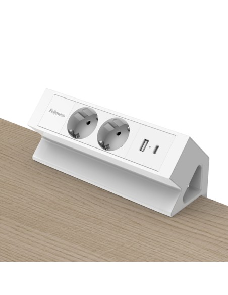 Power desk 2 Type F Bianco Fellowes 100137183